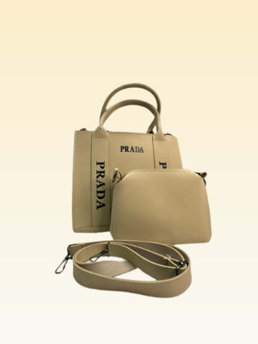 PRADA-Style Mini Tote Bag with Detachable Pouch